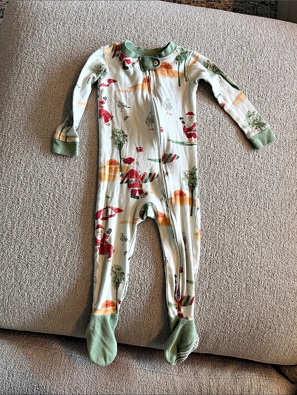 Burt's Bees Baby Santa Surfer Organic Cotton Footed Sleeper PJs Footed Pajamas